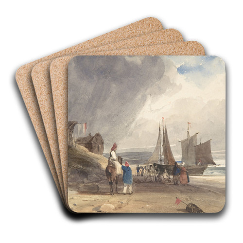 Figures on a Beach, Northern France by Thomas Shotter Boys Art Drink Coaster set
