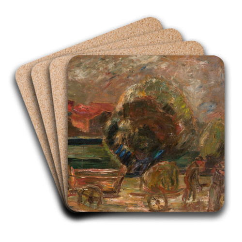 Landscape with a factory chimney by Tadeusz Makowski Art Drink Coaster set Landscape with a factory chimney by Tadeusz Makowski Art Drink Coaster set