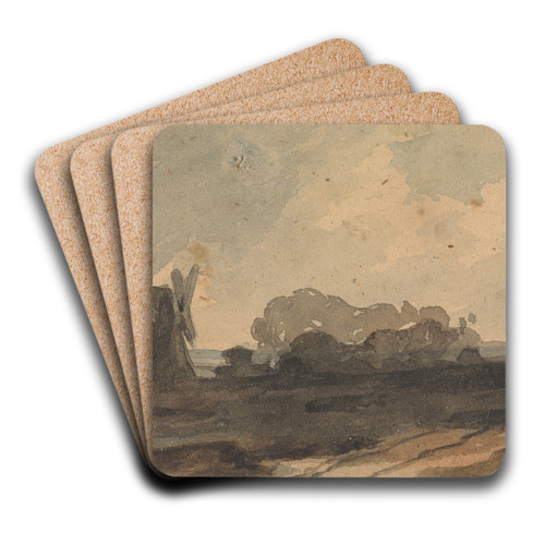 Landscape with Trees and Windmill by Thomas Sully Art Drink Coaster set Landscape with Trees and Windmill by Thomas Sully Art Drink Coaster set