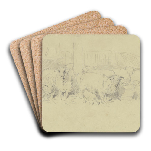 A sheepfold by Jacob Happ Art Drink Coaster set