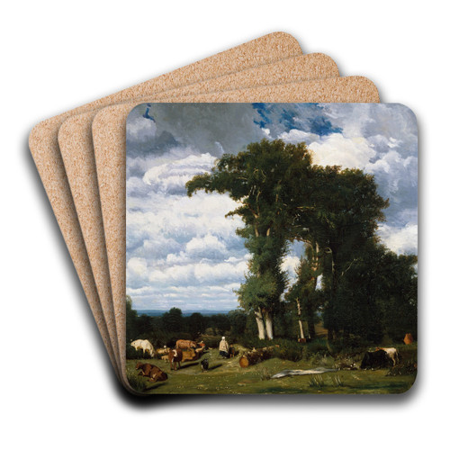 Landscape with Cattle at Limousin by Jules Dupr Art Drink Coaster set Landscape with Cattle at Limousin by Jules Dupr Art Drink Coaster set