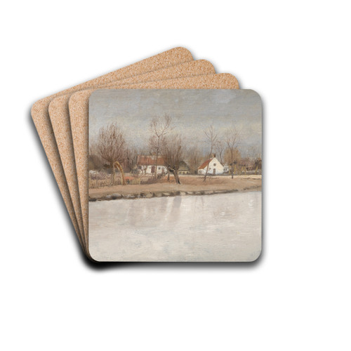 The Village Pond at Ring, Zealand by Laurits Andersen Ring Drink Coasters - set of 4