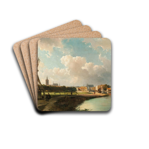 View of The Hague from the Delftse Vaart in the Seventeenth Century by Cornelis Springer Drink Coasters - set of 4 View of The Hague from the Delftse Vaart in the Seventeenth Century by Cornelis Springer Drink Coasters - set of 4