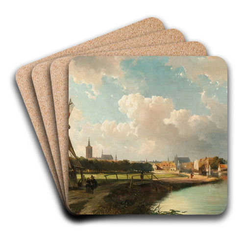 View of The Hague from the Delftse Vaart in the Seventeenth Century by Cornelis Springer Art Drink Coaster set View of The Hague from the Delftse Vaart in the Seventeenth Century by Cornelis Springer Art Drink Coaster set