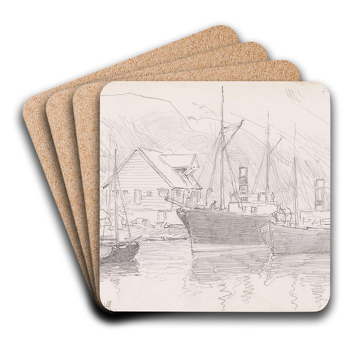 Fra Lrdalsyri by Hans Gude Art Drink Coaster set