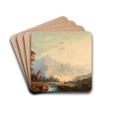 Mountain Stream by Robert Swain Gifford Drink Coasters - set of 4 Mountain Stream by Robert Swain Gifford Drink Coasters - set of 4