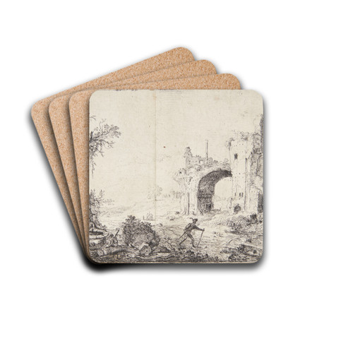 Caracallas termer, i forgrunden en budbringer med vandrestav by Bartholomeus Breenbergh Drink Coasters - set of 4