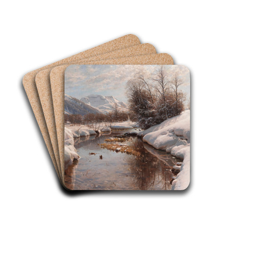 Winter sun in Engadin by Peder Mrk Mnsted Drink Coasters - set of 4