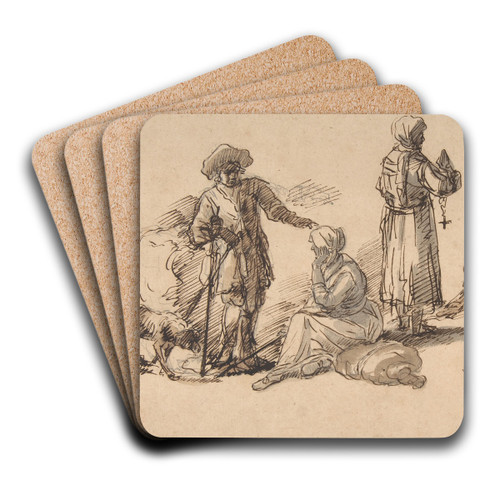 Studies for Standing and Seated Figures by Salvator Rosa Art Drink Coaster set