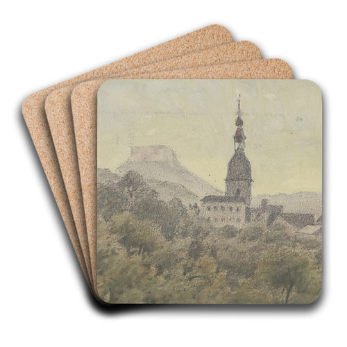 Schandau with the Lilienstein by Friedrich Eugen Peipers Art Drink Coaster set Schandau with the Lilienstein by Friedrich Eugen Peipers Art Drink Coaster set