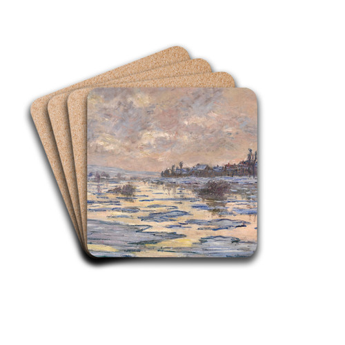 La Seine Lavacourt, dbcle by Claude Monet Drink Coasters - set of 4