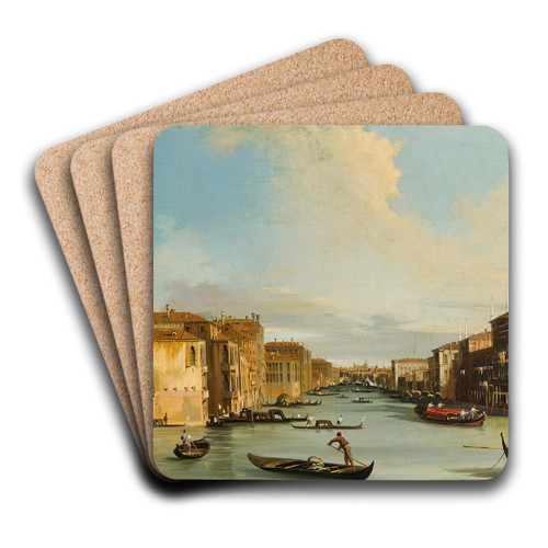 Venice, the Grand Canal from Palazzo Balbi to the Rialto Bridge by Carlo Grubacs Art Drink Coaster set