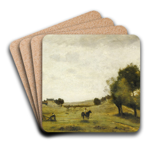 View near Epernon by Jean-Baptiste-Camille Corot Art Drink Coaster set View near Epernon by Jean-Baptiste-Camille Corot Art Drink Coaster set