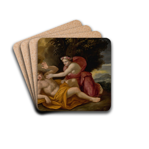 Venus And Adonis by Nicolas Colombel Drink Coasters - set of 4