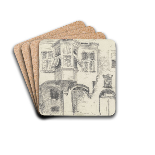 House in Brixen by Adolph von Menzel Drink Coasters - set of 4