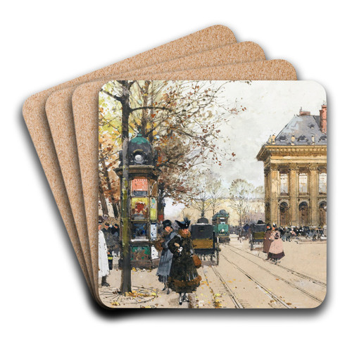 Les Quais De La Seine (L'automne) by Eugne Galien-Laloue Art Drink Coaster set