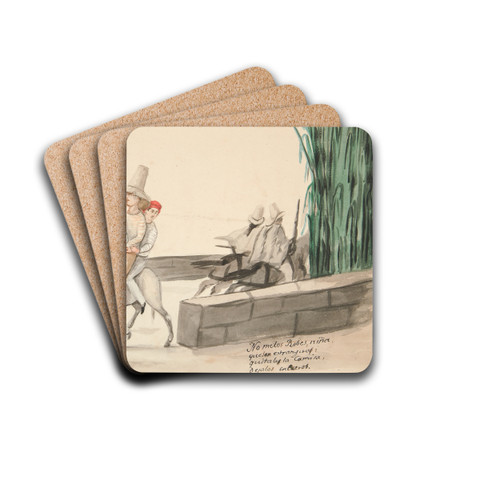 Country Highway and Indians on Horseback by Francisco Fierro Drink Coasters - set of 4