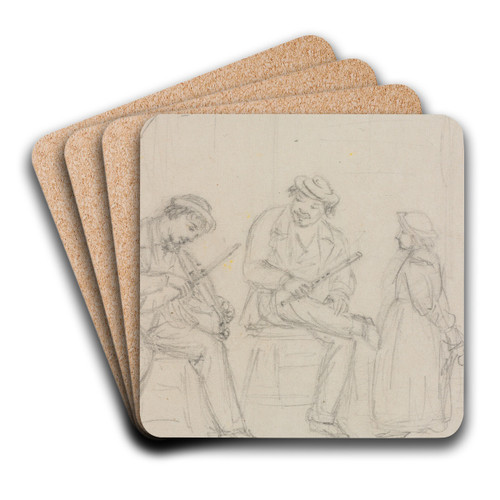 Tuning by William Sidney Mount Art Drink Coaster set Tuning by William Sidney Mount Art Drink Coaster set