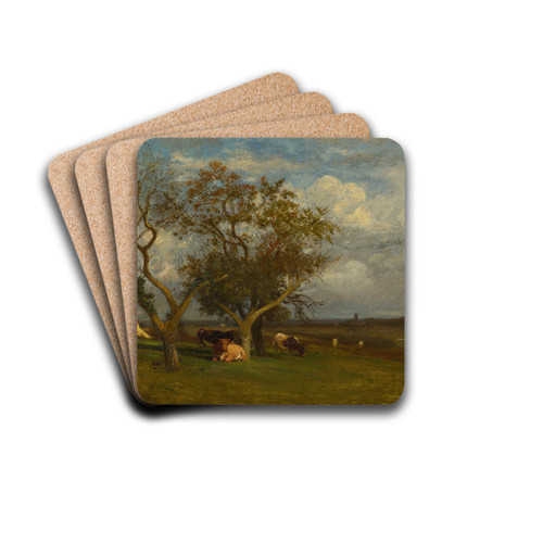 Landscape With Cows by Jules Dupr Drink Coasters - set of 4