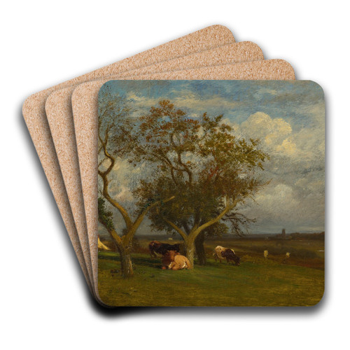 Landscape With Cows by Jules Dupr Art Drink Coaster set
