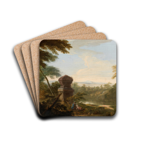 An Italianate Landscape with Figures by a Tomb by James Forrester Drink Coasters - set of 4 An Italianate Landscape with Figures by a Tomb by James Forrester Drink Coasters - set of 4