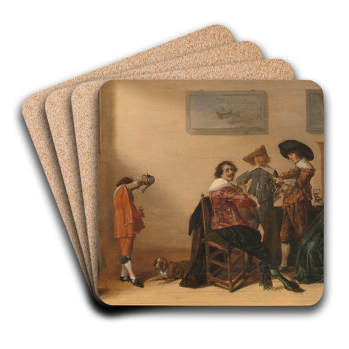 Merry Company in a Room by Anthonie Palamedesz. Art Drink Coaster set