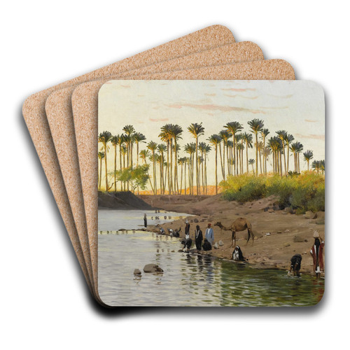 Egyptian Landscape William Kuhnert by Wilhelm Kuhnert Art Drink Coaster set Egyptian Landscape William Kuhnert by Wilhelm Kuhnert Art Drink Coaster set