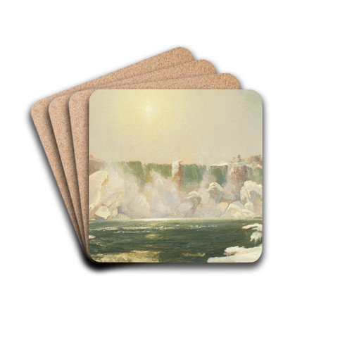 Niagara Falls in Winter by Jasper Francis Cropsey Drink Coasters - set of 4
