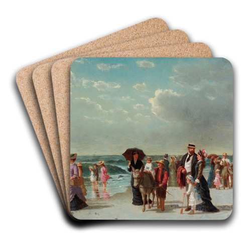 Donkey Rides On The Beach by Samuel S. Carr Art Drink Coaster set