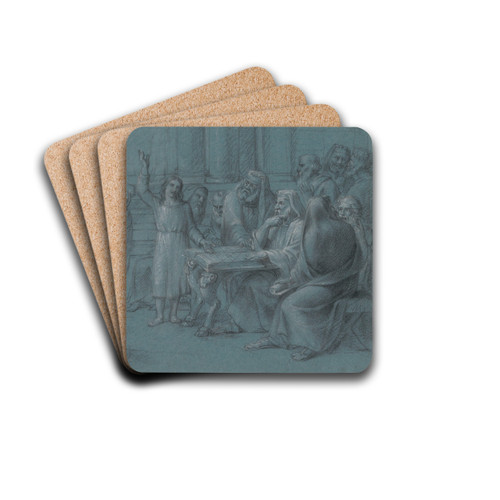Christ's Dispute with the Doctors by Jean Antoine Verschaeren Drink Coasters - set of 4