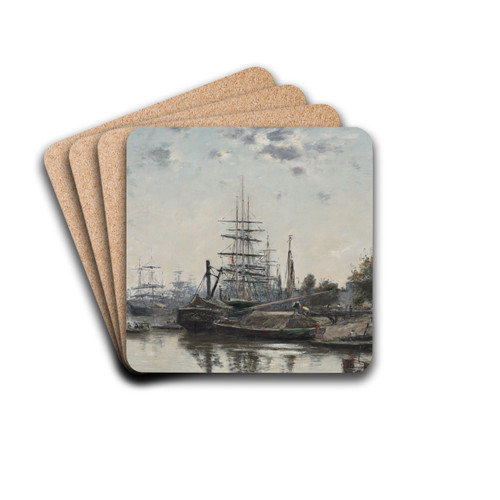 View of Bordeaux, from the Quai des Chartrons by Eugne Boudin Drink Coasters - set of 4