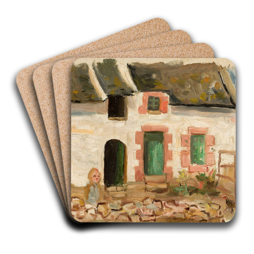 Dziecko przed domem by Tadeusz Makowski Art Drink Coaster set Dziecko przed domem by Tadeusz Makowski Art Drink Coaster set
