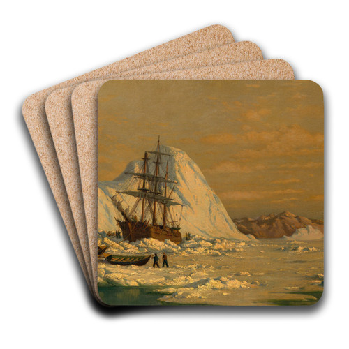 An Incident of Whaling by William Bradford Art Drink Coaster set
