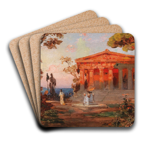 Ideallandschaft mit Tempel by Christian Wilberg Art Drink Coaster set