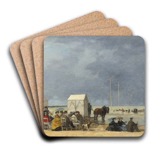 Bathing Time at Deauville by Eugne Boudin Art Drink Coaster set