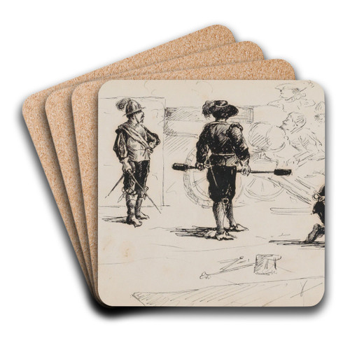 Militairen bij een kanon by Marius Bauer Art Drink Coaster set