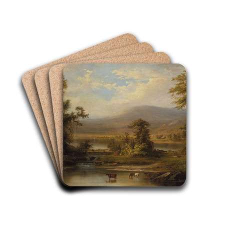 Landscape with Cows Watering in a Stream by Robert S. Duncanson Drink Coasters - set of 4