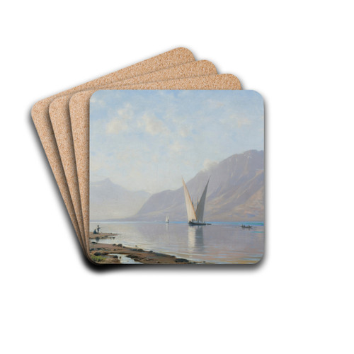 Lake Geneva by Auguste Veillon Drink Coasters - set of 4