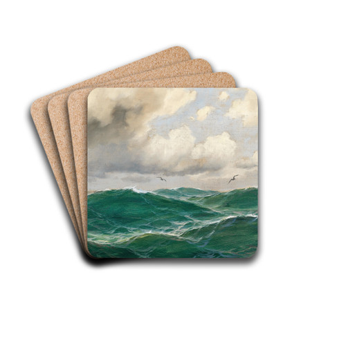 A seascape with seagulls by Max Jensen Drink Coasters - set of 4 A seascape with seagulls by Max Jensen Drink Coasters - set of 4