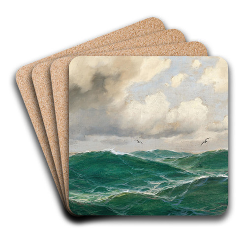 A seascape with seagulls by Max Jensen Art Drink Coaster set A seascape with seagulls by Max Jensen Art Drink Coaster set