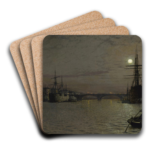 The Pool and London Bridge at Night by John Atkinson Grimshaw Art Drink Coaster set The Pool and London Bridge at Night by John Atkinson Grimshaw Art Drink Coaster set