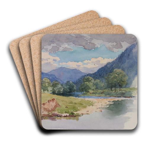 The Conway, near Llanrwst, Wales by George Elbert Burr Art Drink Coaster set The Conway, near Llanrwst, Wales by George Elbert Burr Art Drink Coaster set