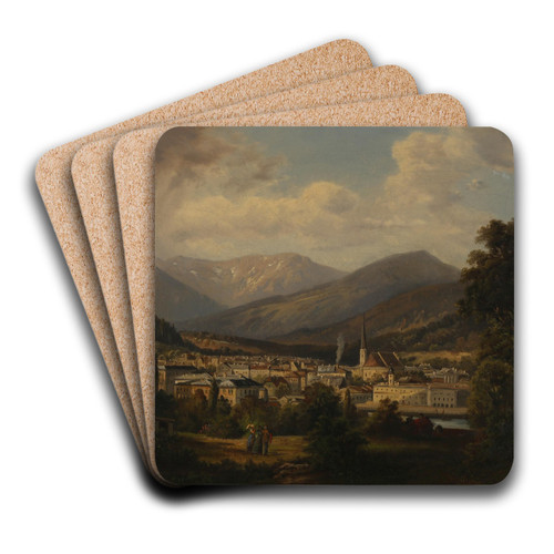 Blick auf Bad Ischl by Gustav Barbarini Art Drink Coaster set