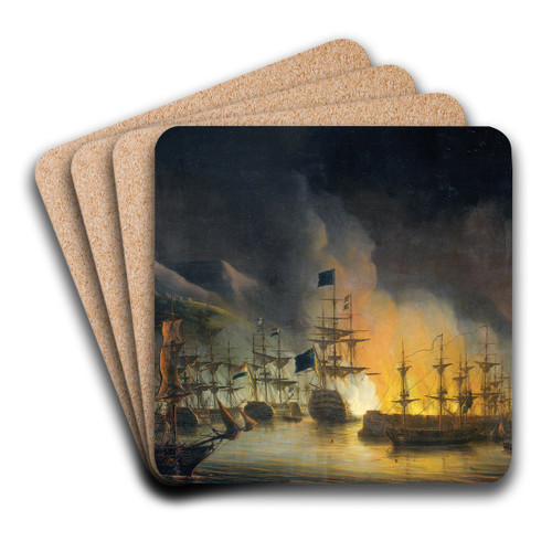 The Bombardment of Algiers (26-27 August 1816) by Martinus Schouman Art Drink Coaster set