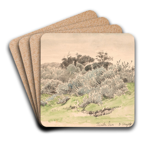 Landskab med krat by P. C. Skovgaard Art Drink Coaster set