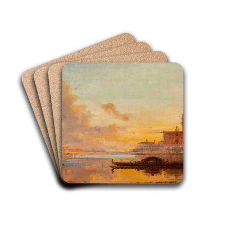 A view of the Doge's Palace at sunset by Henri Duvieux Drink Coasters - set of 4