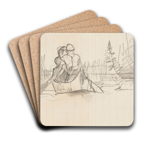Two Men in a Canoe by Winslow Homer Art Drink Coaster set