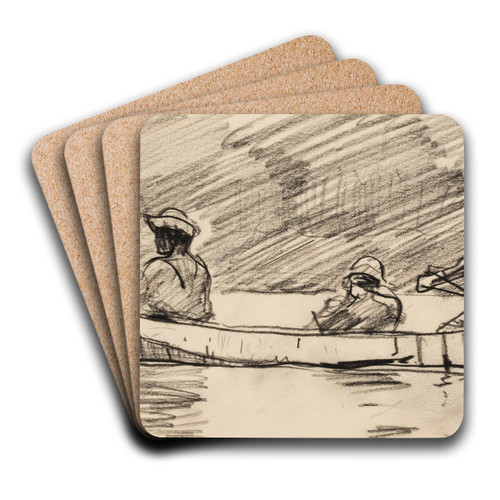 Canoe with Three Men by Winslow Homer Art Drink Coaster set
