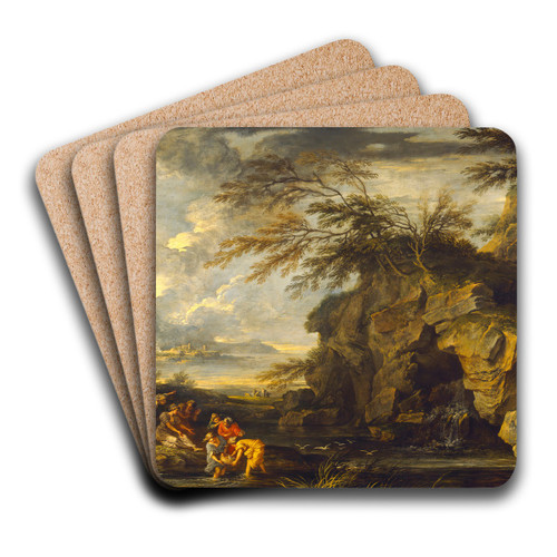 The Finding of Moses by Salvator Rosa Art Drink Coaster set