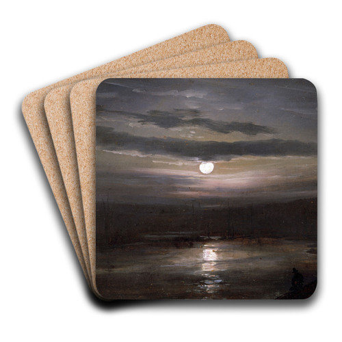 The Elbe in Moonlight by Johan Christian Dahl Art Drink Coaster set